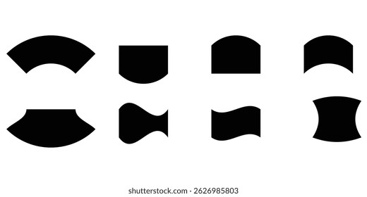 Unique shaped frame set with abstract curved modern silhouette collection for editable minimal creative vector illustration geometric graphic element design.