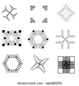 Unique shapes for logo design. Grunge hipster design elements for logotypes, apparel, branding design. Vector art - isolated and easy to use.