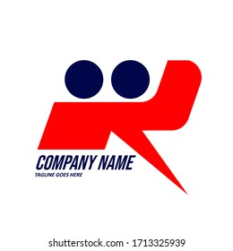 Unique and sharp two tone R logo letter isolated on light background