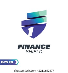 Unique shield graphic vector illustration with numeric 1, Perfect for finance logo