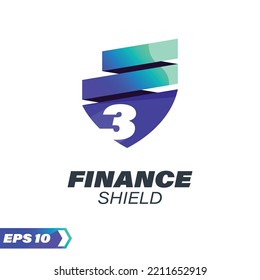 Unique shield graphic vector illustration with numeric 3, Perfect for finance logo