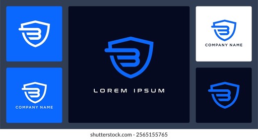 Unique shield with letters B logo design and icon