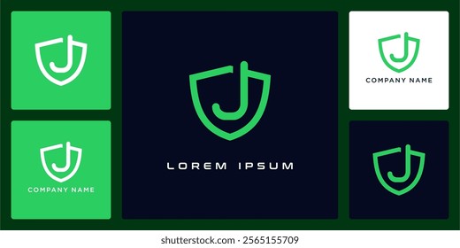 Unique shield with letters J logo design and ico