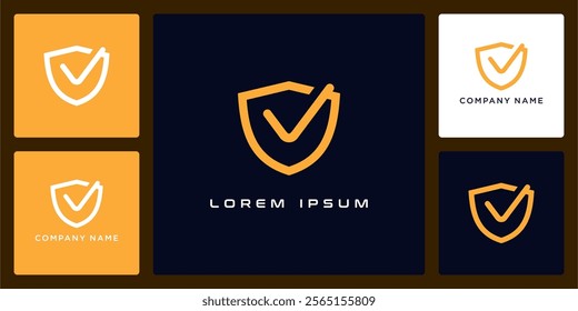 Unique shield with letters V logo design and icon