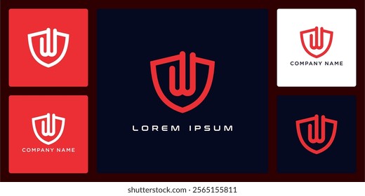 Unique shield with letters W logo design and icon