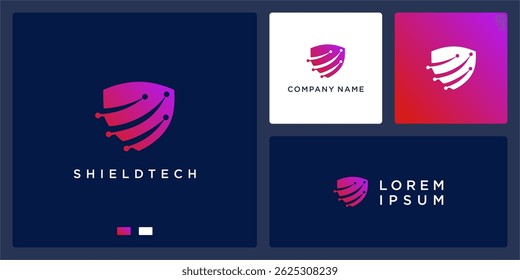 Unique shield tech logo design