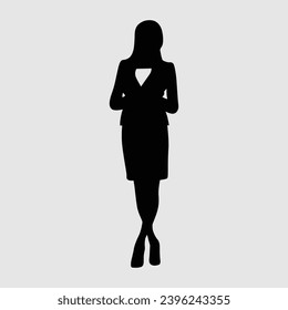 Unique shilhouette business woman on black flat icon vector print ready for web