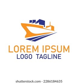 Unique ship icon logo design with vector format.
