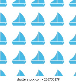 Unique Ship white and blue seamless pattern for web design. Vector symbol
