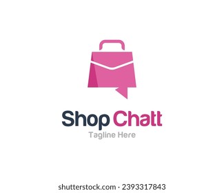 Unique shop chat business logo design vector