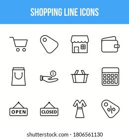 Unique Shopping Line icon set