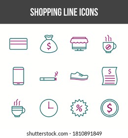 Unique Shopping Line icon set