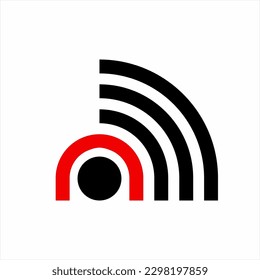 Unique signal logo design, Wifi signal with word ON.