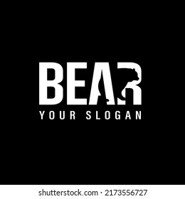 Unique silhouette of a bear, unique design typography logo in the dark