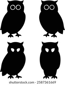 Unique Silhouette Owl Illustrations - High-Resolution Designs for Nature and Art Projects.