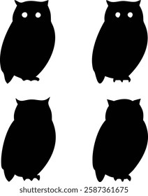 Unique Silhouette Owl Illustrations - High-Resolution Designs for Nature and Art Projects.