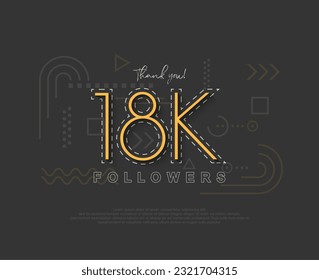 Unique simple 18k followers with numbers and thin lines.