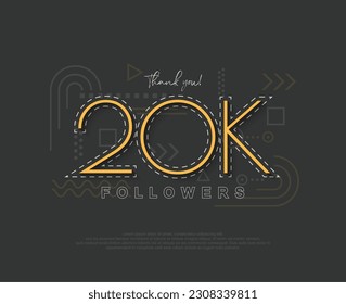 Unique simple 20k followers with numbers and thin lines.