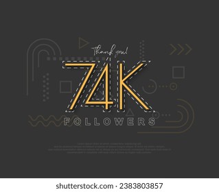 Unique simple 74k followers with numbers and thin lines.