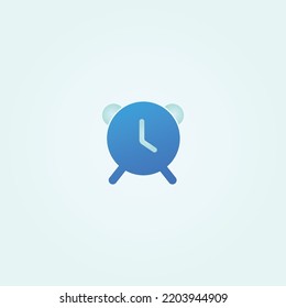 Unique and simple alarm clock icon in transparent blue and white color. This icon can be used on a website or application on a smartphone.