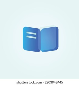 Icono de libro único y sencillo de color azul y blanco transparente. Este icono se puede usar en un sitio web o aplicación en un smartphone.