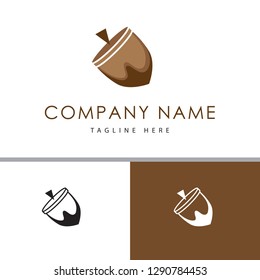 unique and simple brown acorn vector logo