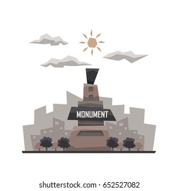 Unique and simple building illustration style for apps interface or games, city park monument