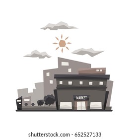 Unique and simple building illustration style for apps interface or games, supermarket