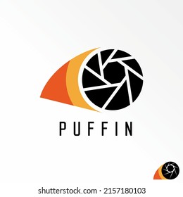 Unique and simple capture or camera with puffin head or mouth image graphic icon logo design abstract concept vector stock. Can be used as a symbol related to animal or photo shoot