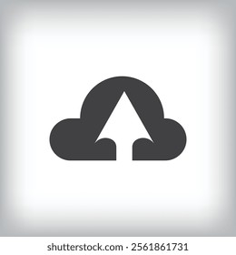 Unique simple cloud upload arrow sign logo design. Technology and identity template in geometric style.