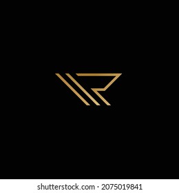 Único logotipo de icono de Latter R basado en el color negro y dorado