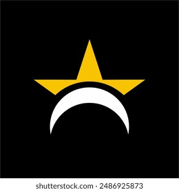 Diseño único de logotipo simple de la media luna y la estrella.