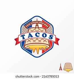 Unique but simple delicious tacos bread and Eiffel tower image graphic icon logo design abstract concept vector stock. Can be used as a symbol related to food or restaurant