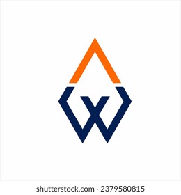 Diseño único de logotipo de diamante simple con el concepto de letras A, X y W.