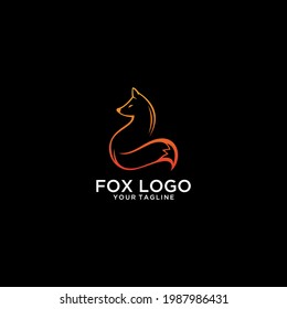 unique and simple fox logo on black background