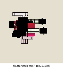 Unique and simple guitar logo, design into one unit to become an abstract guitar