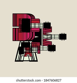 Unique and simple guitar logo, design into one unit to become an abstract guitar