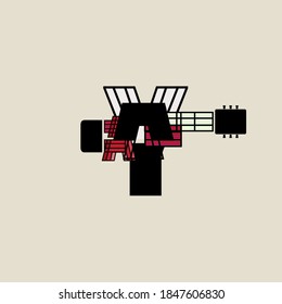 Unique and simple guitar logo, design into one unit to become an abstract guitar