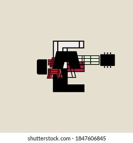 Unique and simple guitar logo, design into one unit to become an abstract guitar