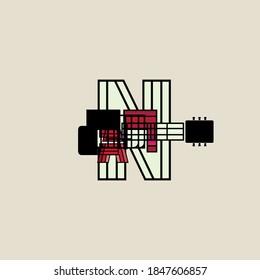 Unique and simple guitar logo, design into one unit to become an abstract guitar