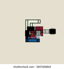 Unique and simple guitar logo, design into one unit to become an abstract guitar