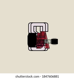 Unique and simple guitar logo, design into one unit to become an abstract guitar