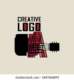Unique and simple guitar logo, design into one unit to become an abstract guitar