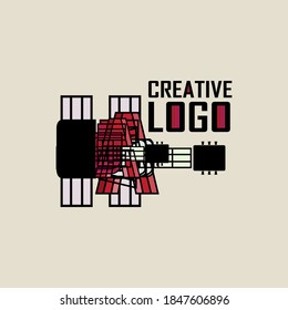 Unique and simple guitar logo, design into one unit to become an abstract guitar