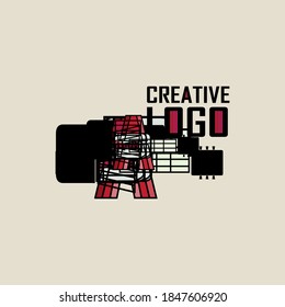 Unique and simple guitar logo, design into one unit to become an abstract guitar