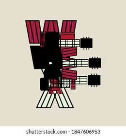 Einzigartiges und einfaches Gitarrenlogo, Design in einer Einheit zu einer abstrakten Gitarre