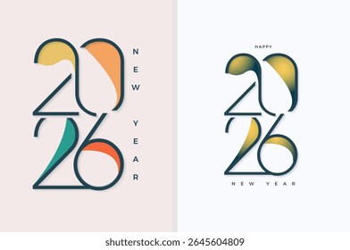 Projeto único e simples feliz ano novo 2026. Design premium para a celebração do ano novo de 2026. Vetor premium moderno 2026 fundo.