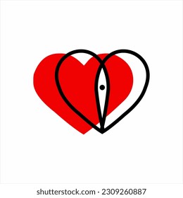  Unique simple heart logo design, can be used for decoration, graphic element, banner, valentine celebration poster.