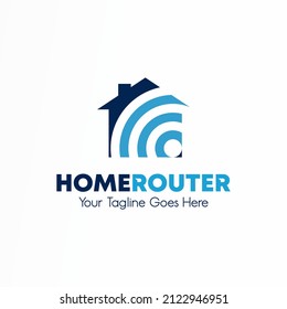 Unique and simple house and wifi signal Router image graphic icon logo design abstract concept vector stock. can be used as corporate identity related to internet network or tech