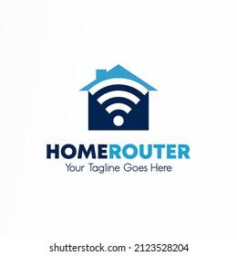 Unique and simple house and wifi signal Router image graphic icon logo design abstract concept vector stock. can be used as corporate identity related to internet network or tech